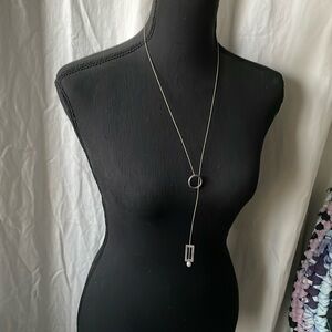 90’s Artisan Jeweler Crafted Steel cable Silver Pearl Necklace , unknown artist